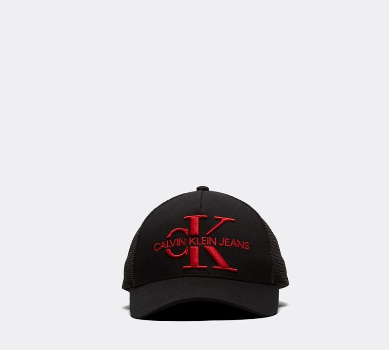 Calvin Klein Jeans Large Logo Embroidered Trucker Cap | Black