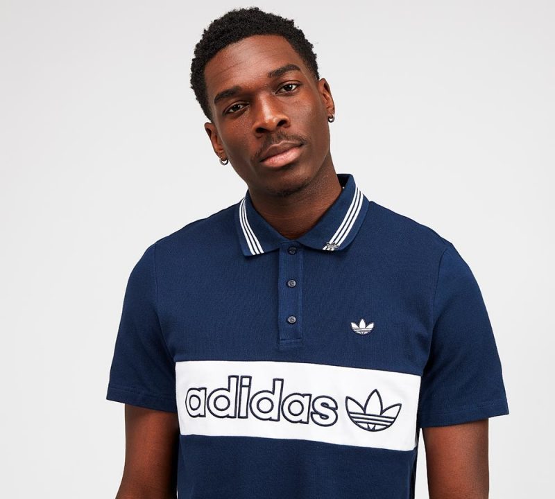 adidas Originals Samstag Stripe Polo Shirt | Indigo / White