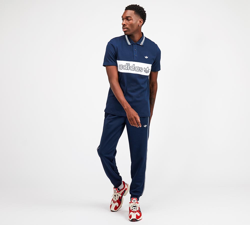 adidas Originals Samstag Stripe Polo Shirt | Indigo / White