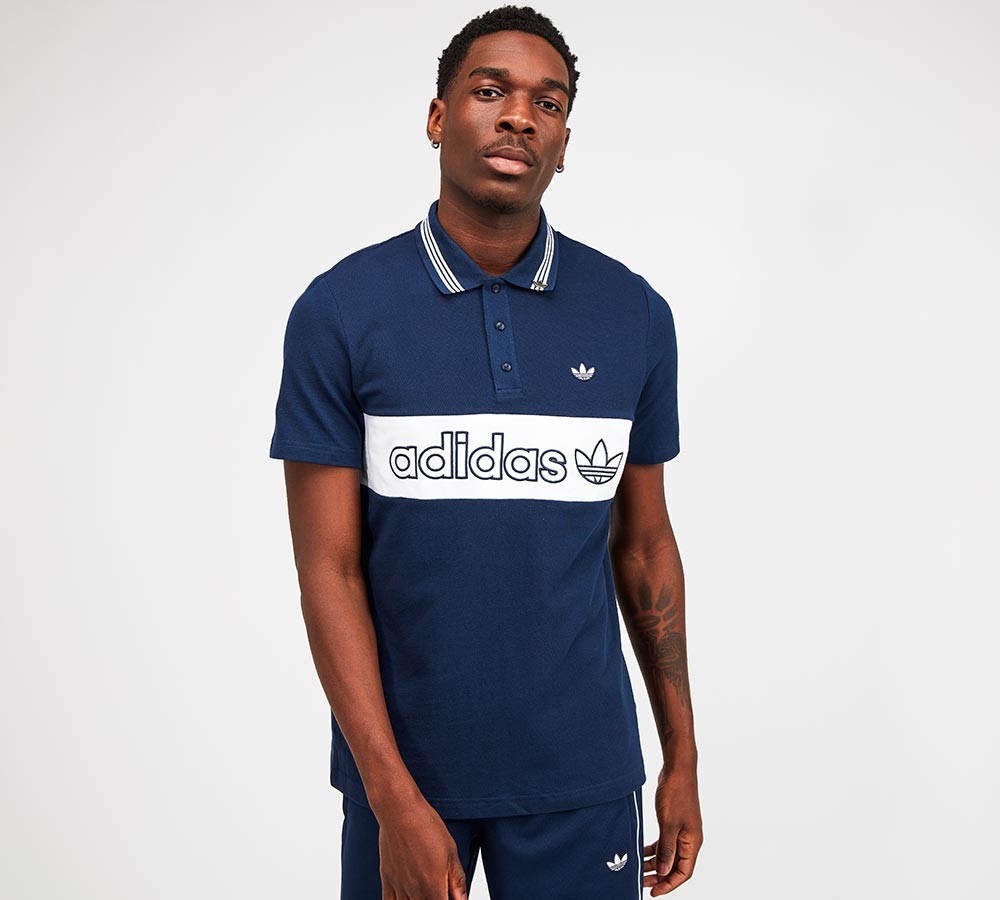 adidas Originals Samstag Stripe Polo Shirt | Indigo / White