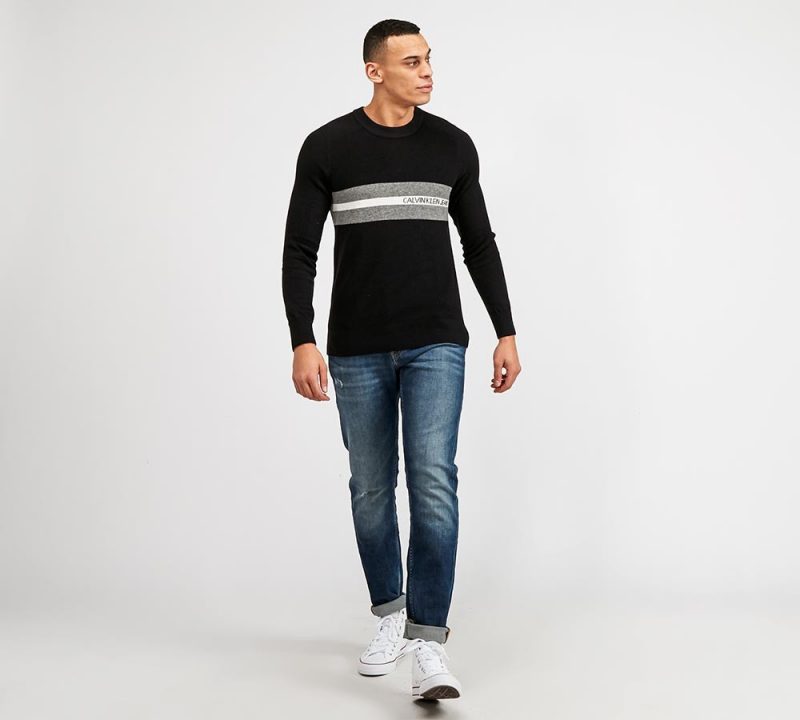 Calvin Klein Jeans Chest Stripe Logo Knit Jumper