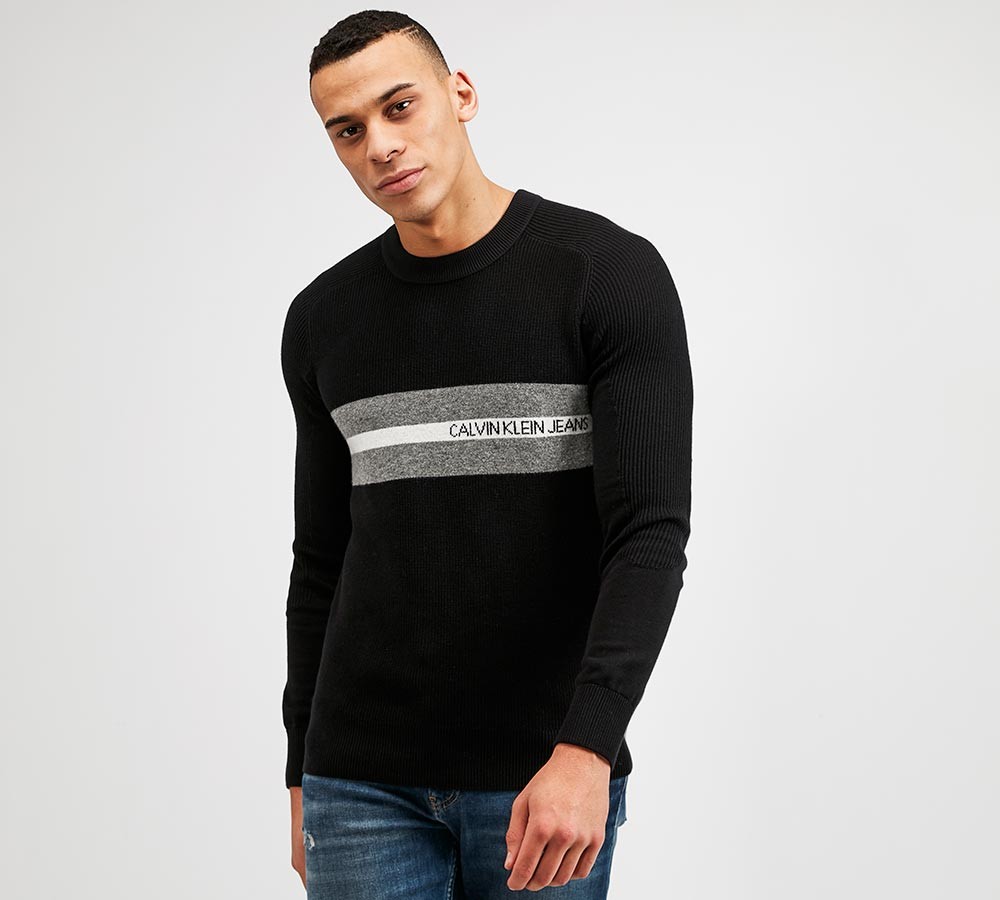 Calvin Klein Jeans Chest Stripe Logo Knit Jumper