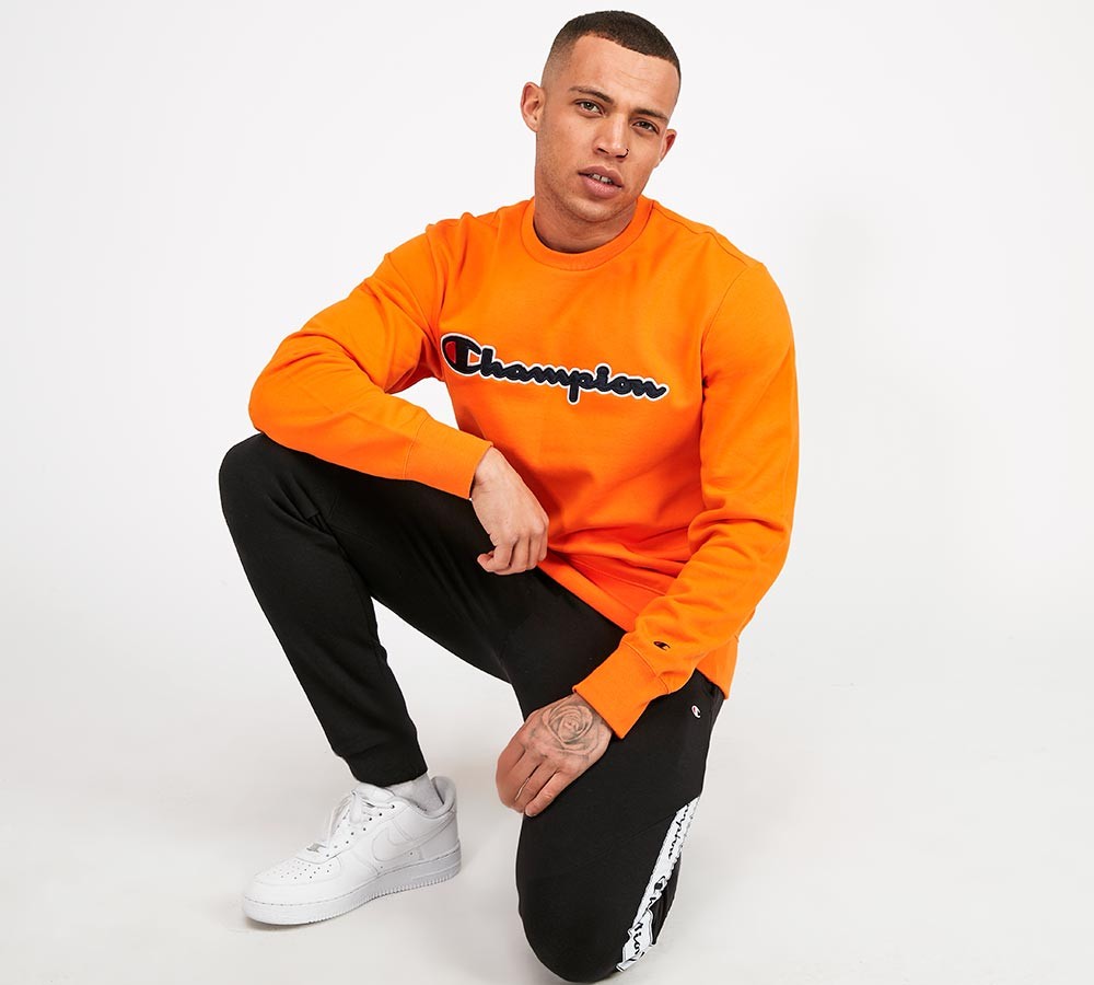 Champion Linear Application Sweatshirt | Orange