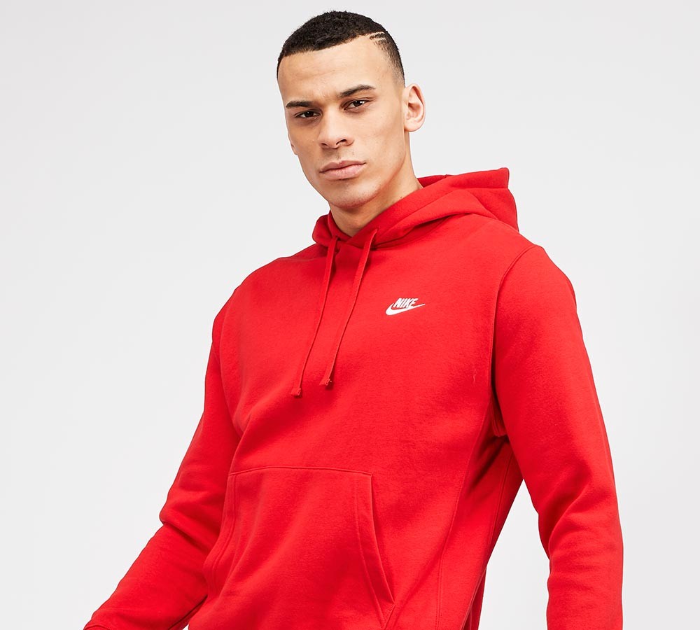 Nike Club Overhead Hooded Top | University Red / White