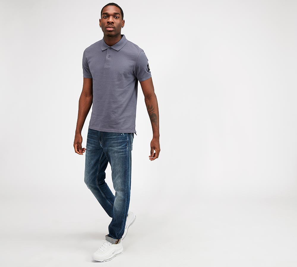Calvin Klein Jeans Sleeve Patch Logo Polo Shirt | Abstract Grey