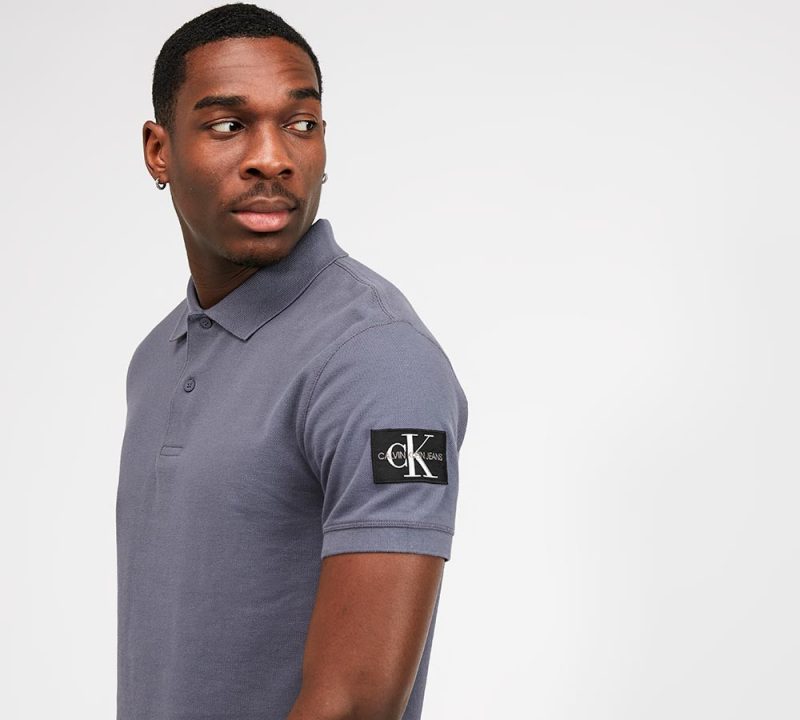Calvin Klein Jeans Sleeve Patch Logo Polo Shirt | Abstract Grey