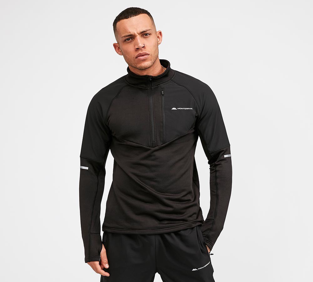 Monterrain Mauna Quarter Zip Long Sleeve Track Top | Black