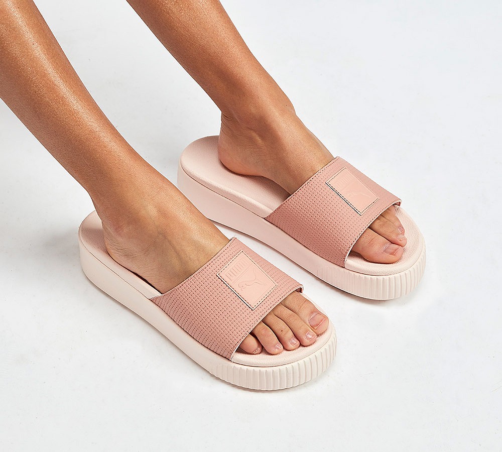 Puma Womens Platform Slides | Peach Beige/Pearl