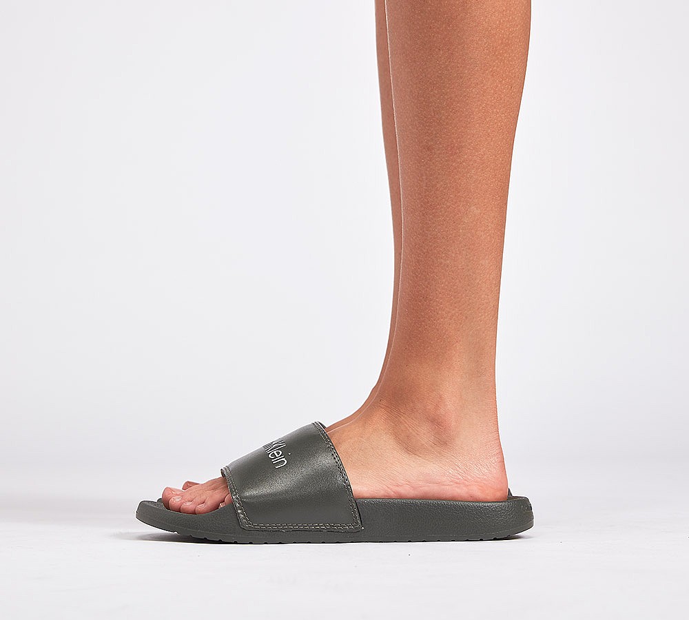 Calvin Klein Womens Linear Slide | Khaki
