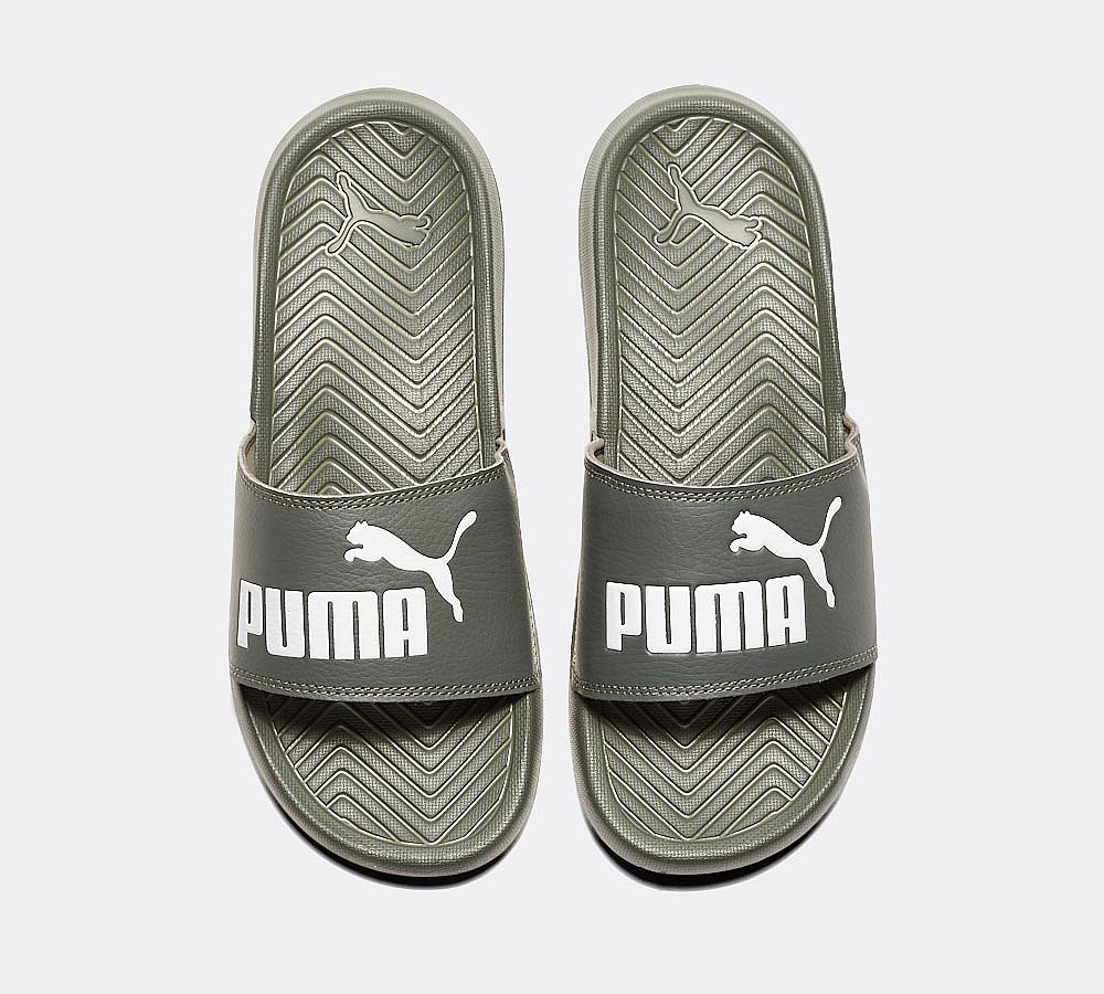 Puma Womens Popcat Slide Sandal | Castor Grey/White