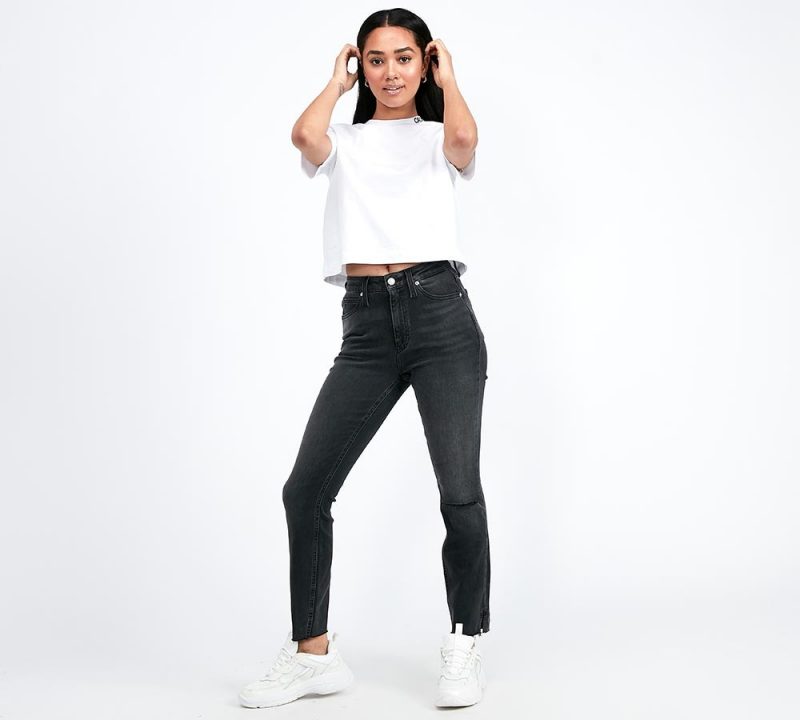 Calvin Klein Jeans Womens Skinny Ripped Knee High Rise Jean