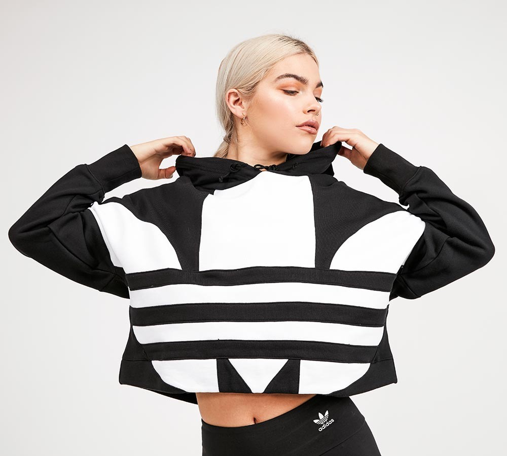 adidas Originals Womens Large Logo Cropped Hoodie