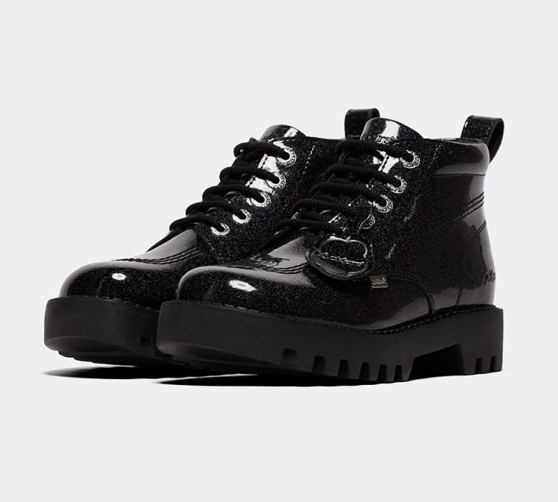 Kickers Womens Kizziie Hi Leather Patent Shoe