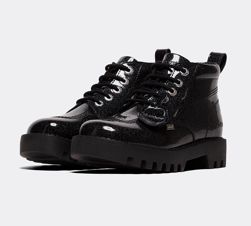 Kickers Womens Kizziie Hi Leather Patent Shoe