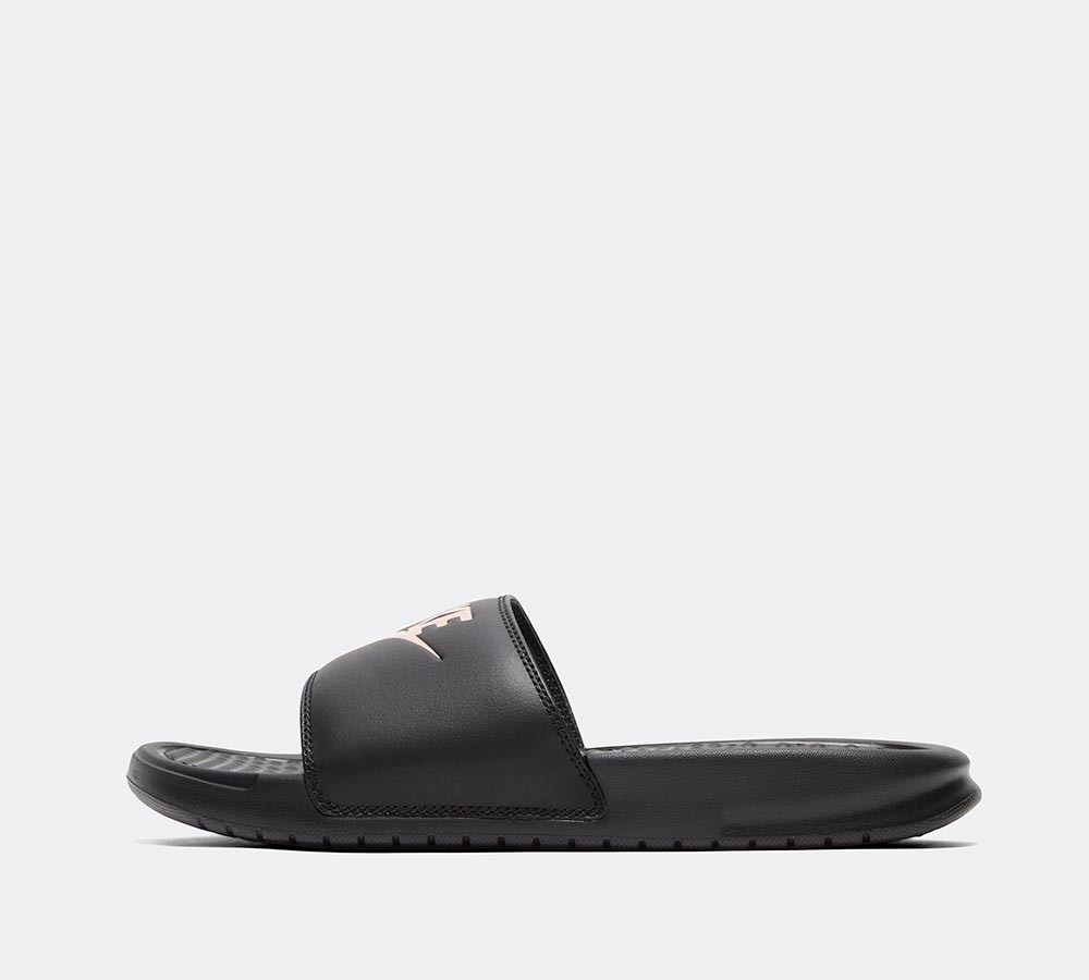 Nike Womens Benassi JDI Slide Sandal | Black / Rose Gold