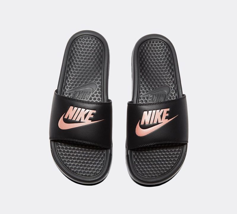 Nike Womens Benassi JDI Slide Sandal | Black / Rose Gold