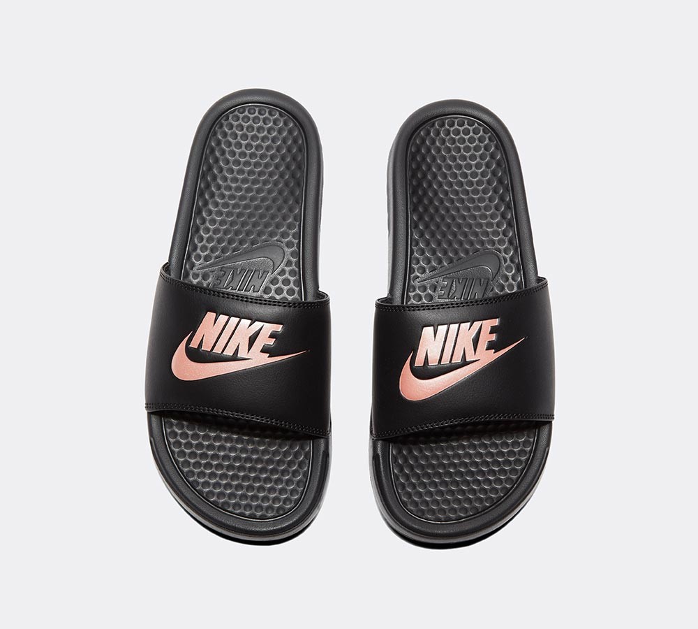 Nike Womens Benassi JDI Slide Sandal | Black / Rose Gold
